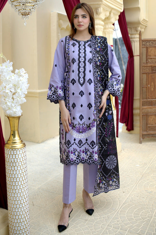 3 Piece Cambric Suit-Embroidered