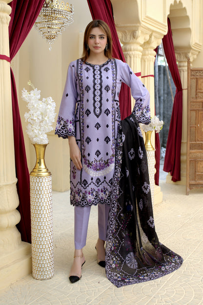 3 Piece Cambric Suit-Embroidered