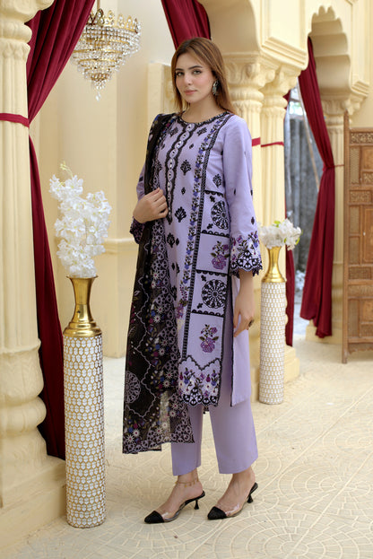 3 Piece Cambric Suit-Embroidered