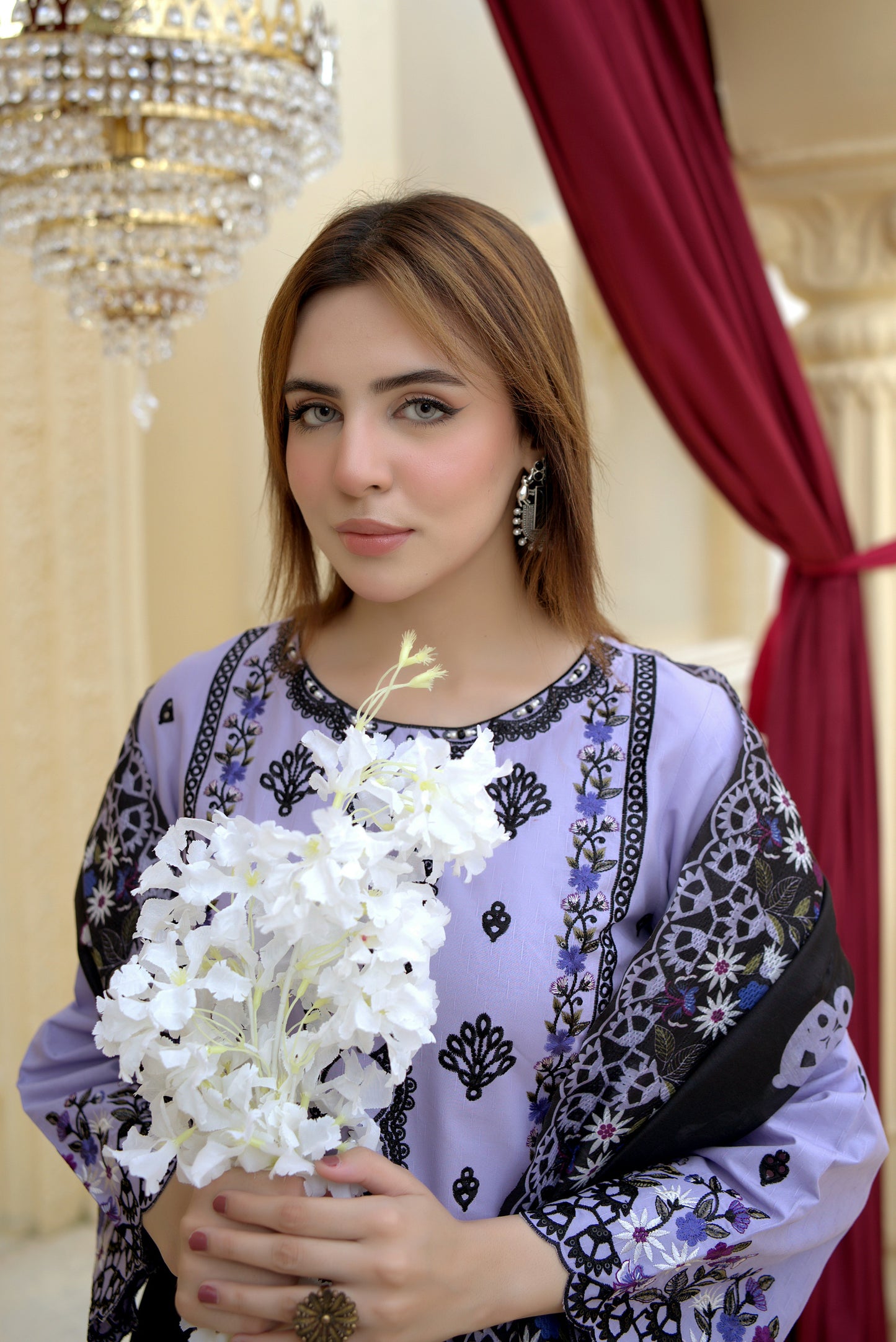 3 Piece Cambric Suit-Embroidered