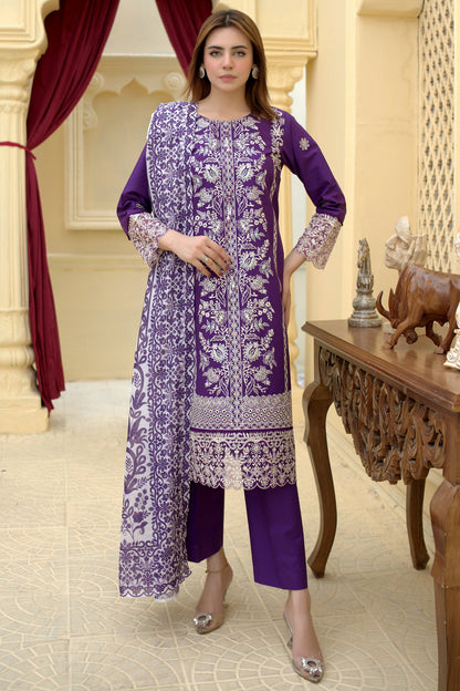 3 Piece Cambric Suit-Embroidered