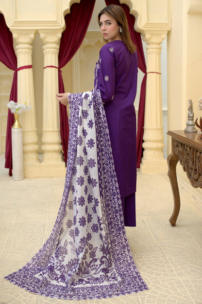 3 Piece Cambric Suit-Embroidered