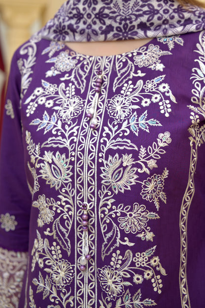 3 Piece Cambric Suit-Embroidered