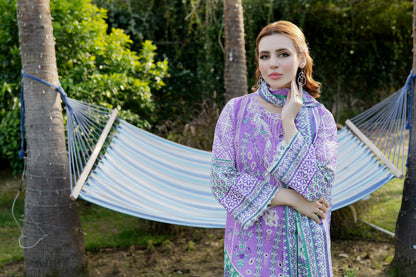 Embroidered 3-Piece Lilac Suit