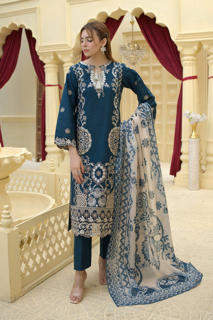 3 Piece Cambric Suit-Embroidered