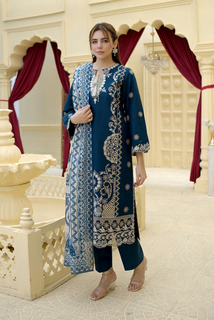 3 Piece Cambric Suit-Embroidered
