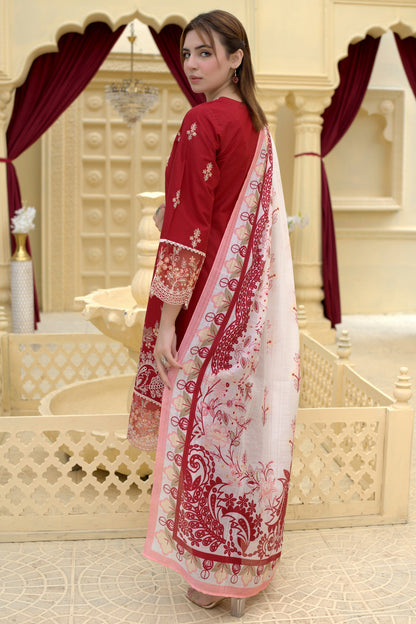 3 Piece Cambric Suit-Embroidered