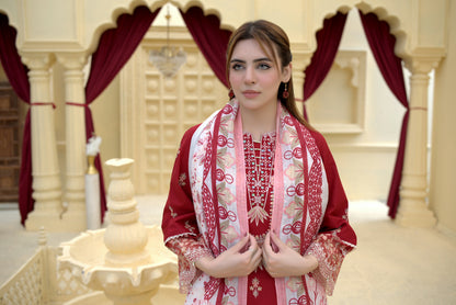 3 Piece Cambric Suit-Embroidered