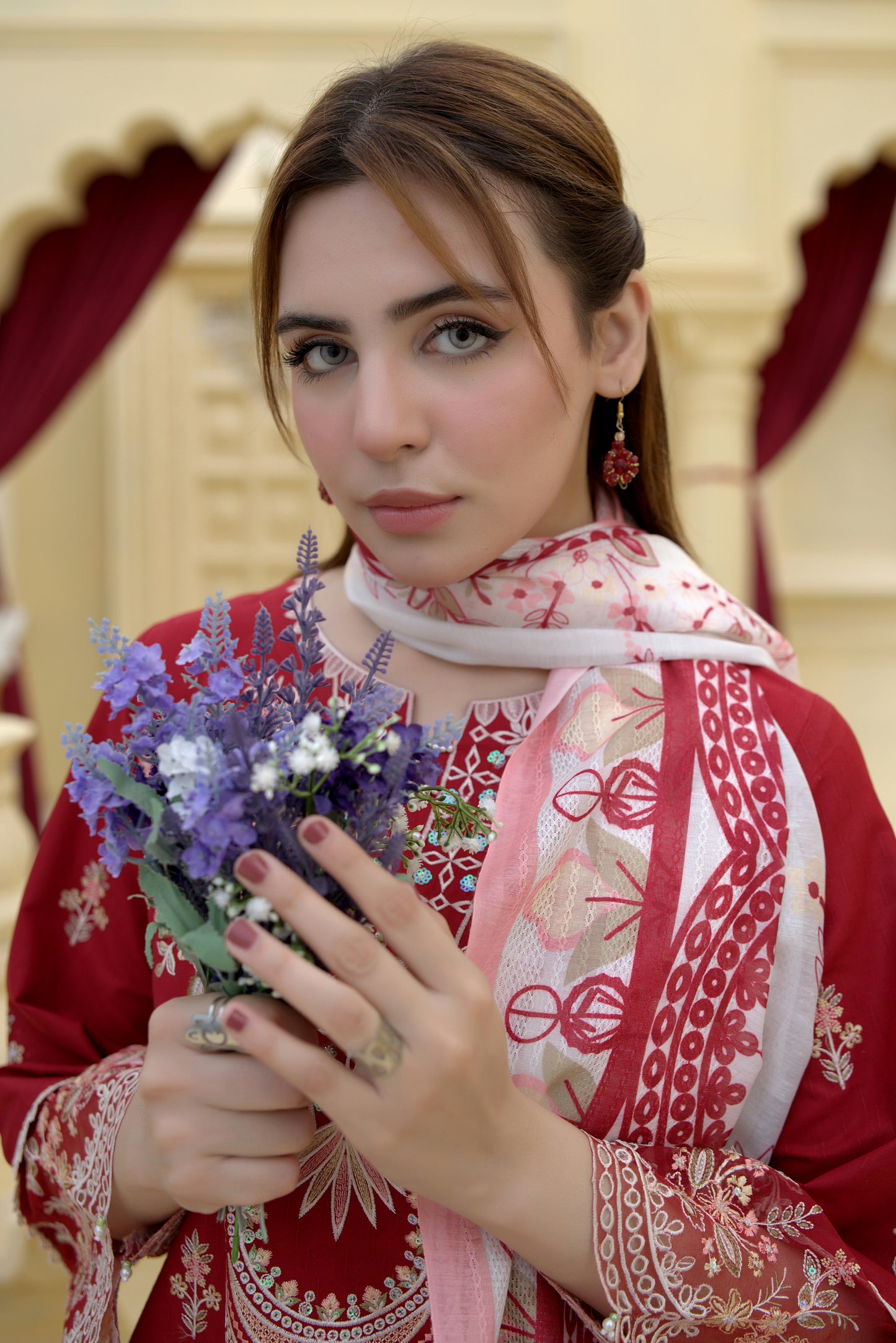 3 Piece Cambric Suit-Embroidered