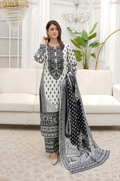 3 Piece Winter Cotton Suit-Embroidered