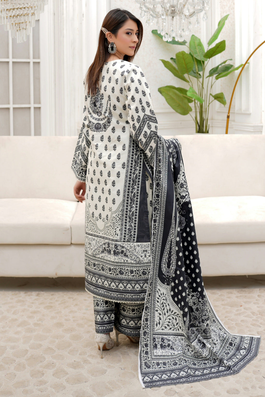 3 Piece Summer Cotton Suit Stitched-Embroidered