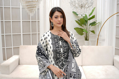 3 Piece Winter Cotton Suit-Embroidered