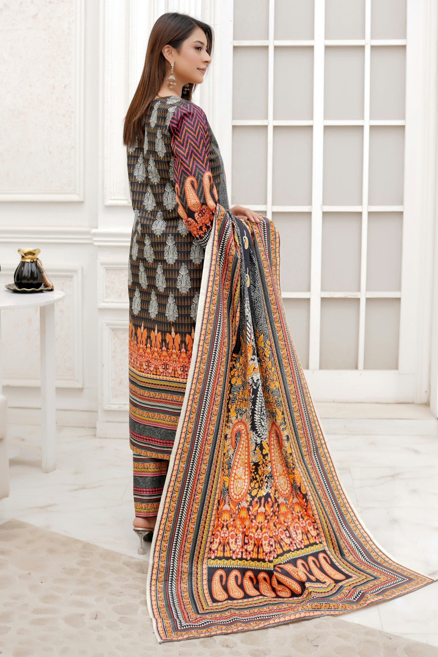 3 Piece Winter Cotton Suit-Embroidered