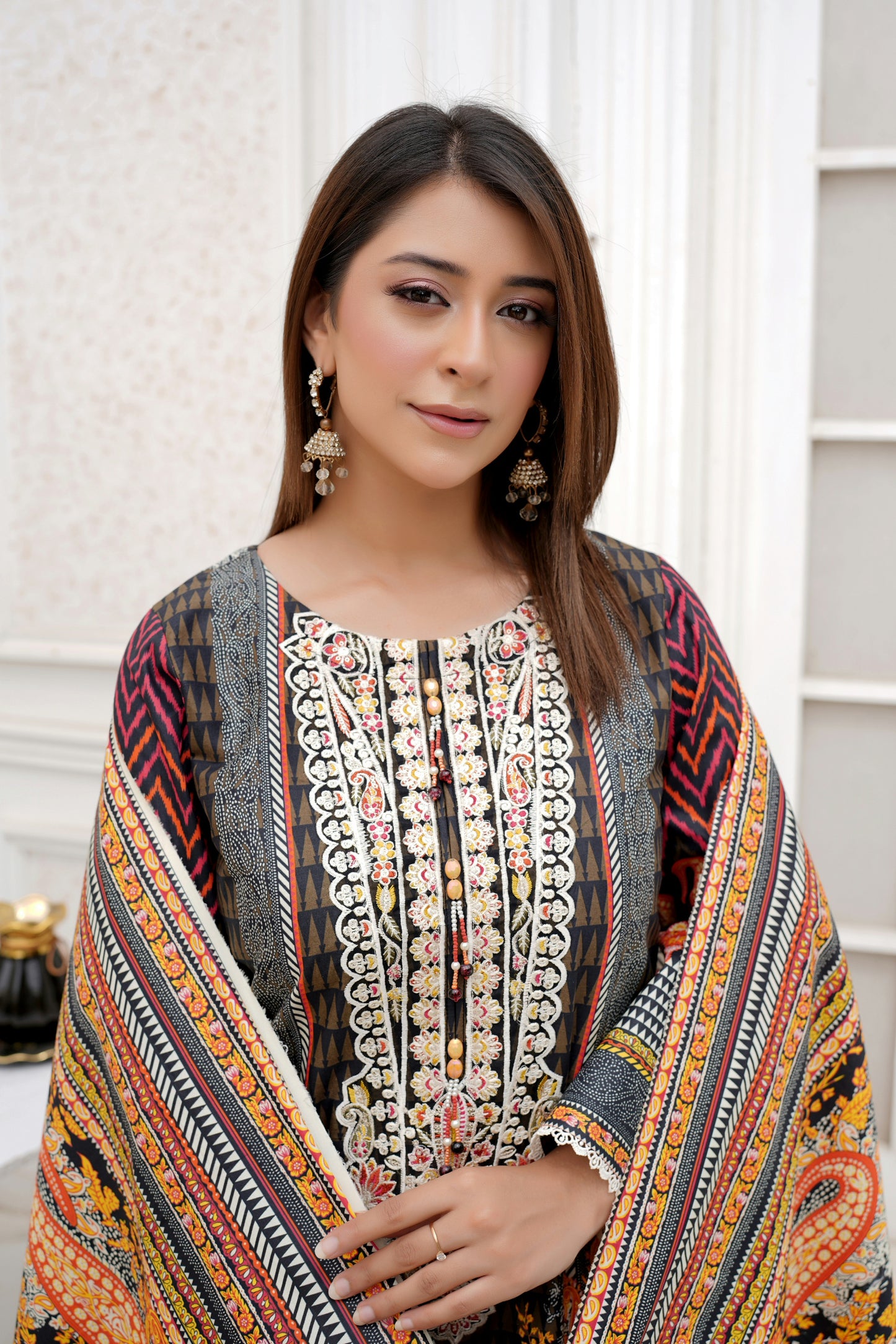 3 Piece Winter Cotton Suit-Embroidered