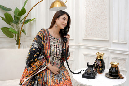 3 Piece Winter Cotton Suit-Embroidered