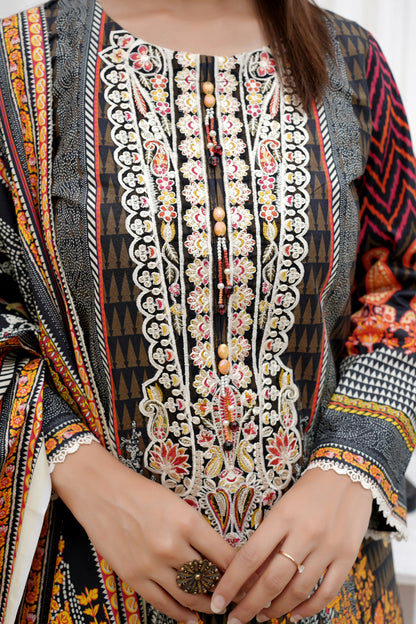 3 Piece Winter Cotton Suit-Embroidered