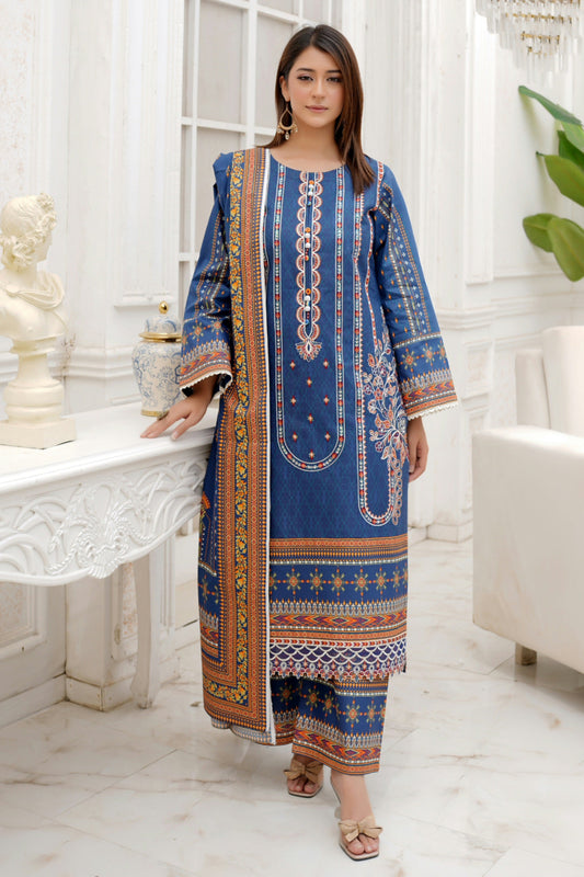 3 Piece Winter Cotton Suit-Embroidered
