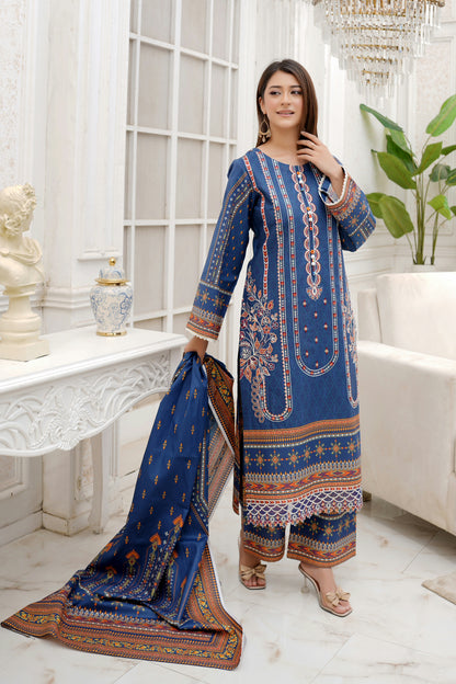 3 Piece Winter Cotton Suit-Embroidered