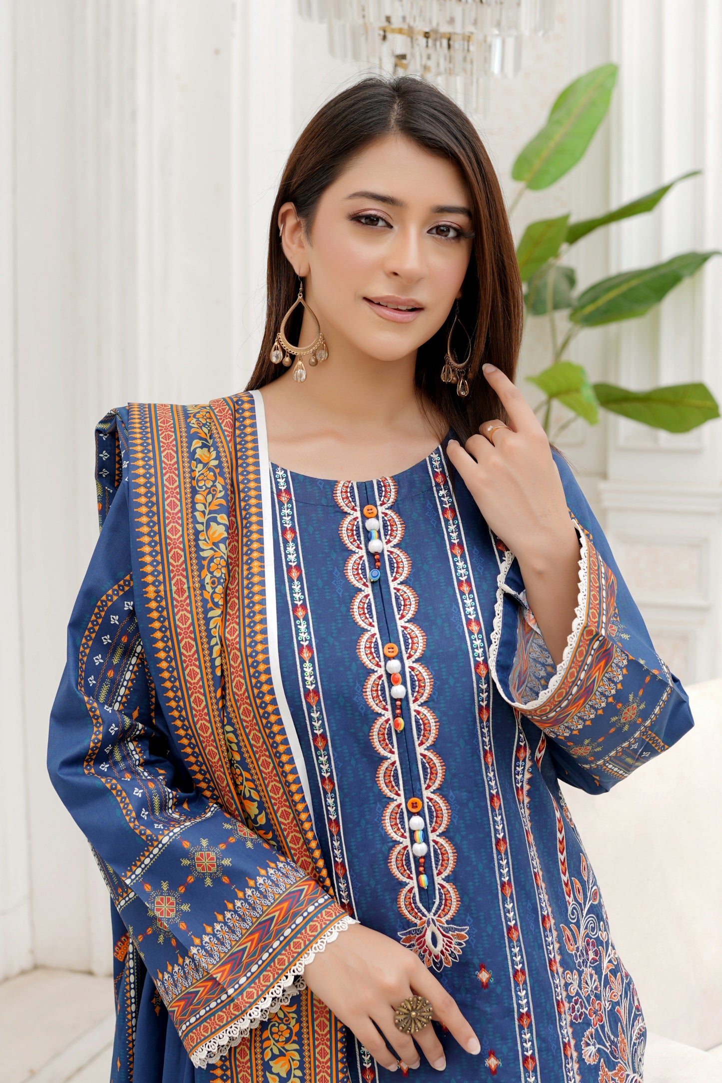 3 Piece Winter Cotton Suit-Embroidered