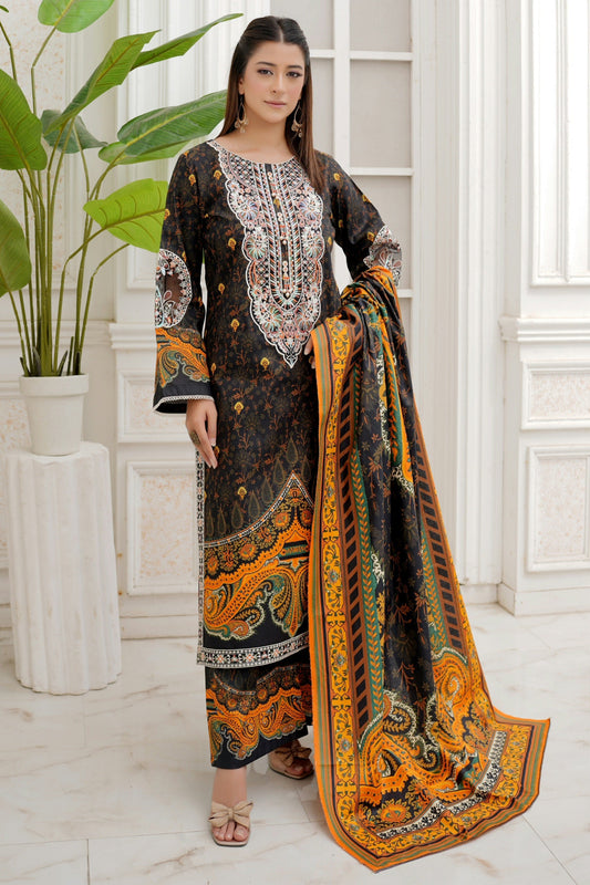 3 Piece Winter Cotton Suit-Embroidered