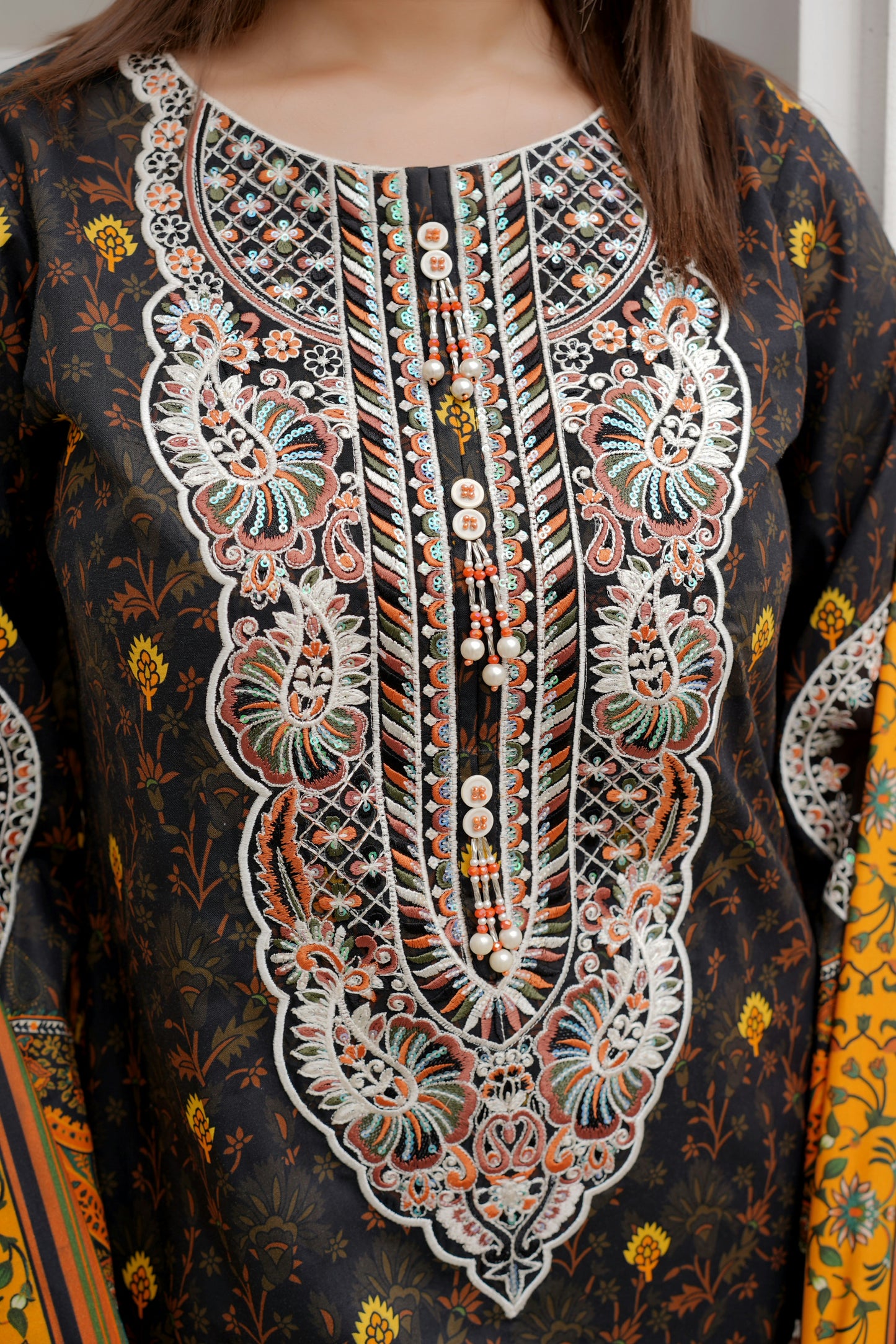 3 Piece Winter Cotton Suit-Embroidered