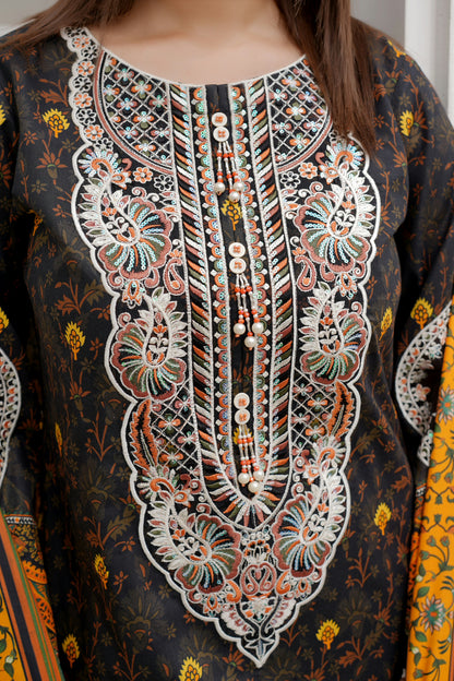 3 Piece Winter Cotton Suit-Embroidered