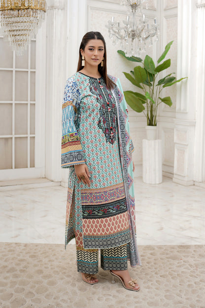 3 Piece Winter Cotton Suit-Embroidered