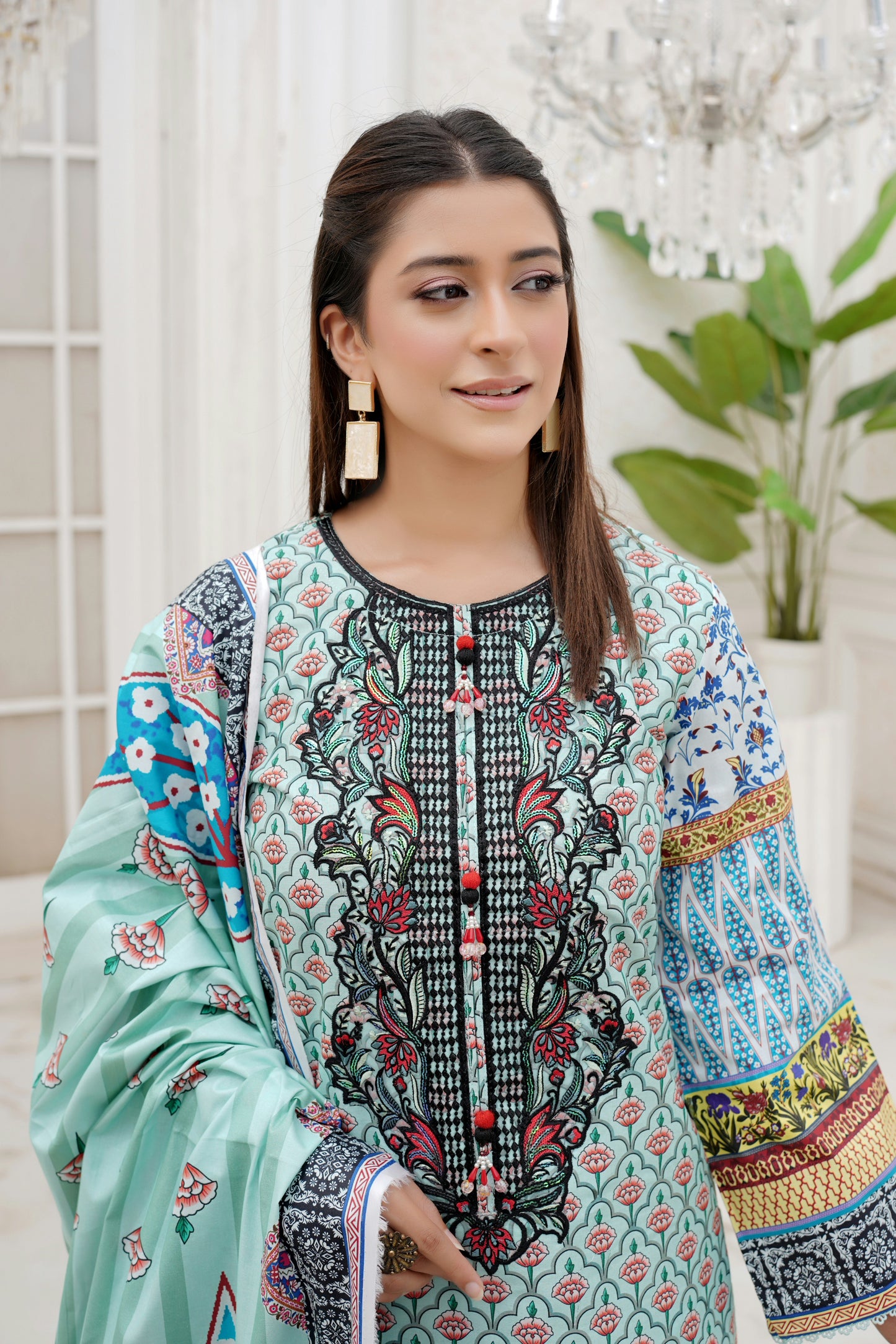 3 Piece Winter Cotton Suit-Embroidered