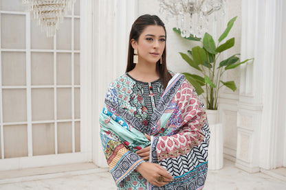 3 Piece Winter Cotton Suit-Embroidered