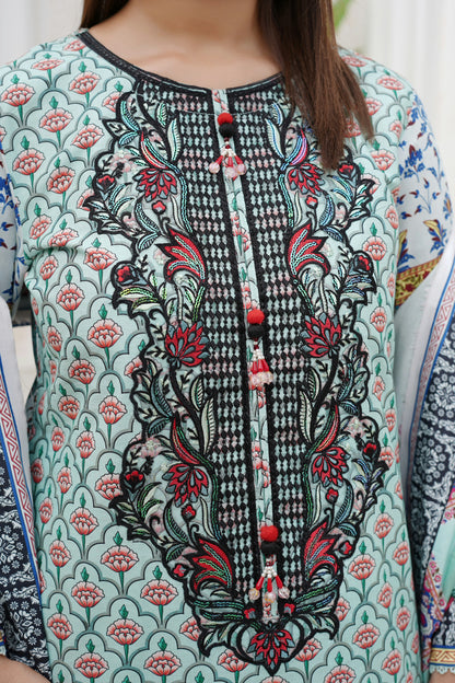 3 Piece Winter Cotton Suit-Embroidered