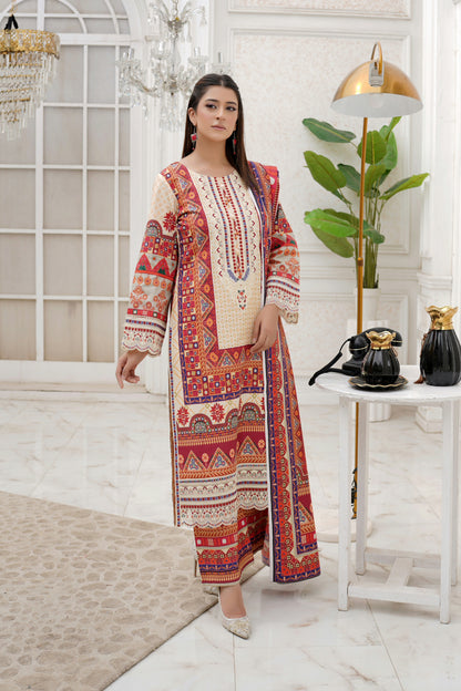 3 Piece Winter Cotton Suit-Embroidered