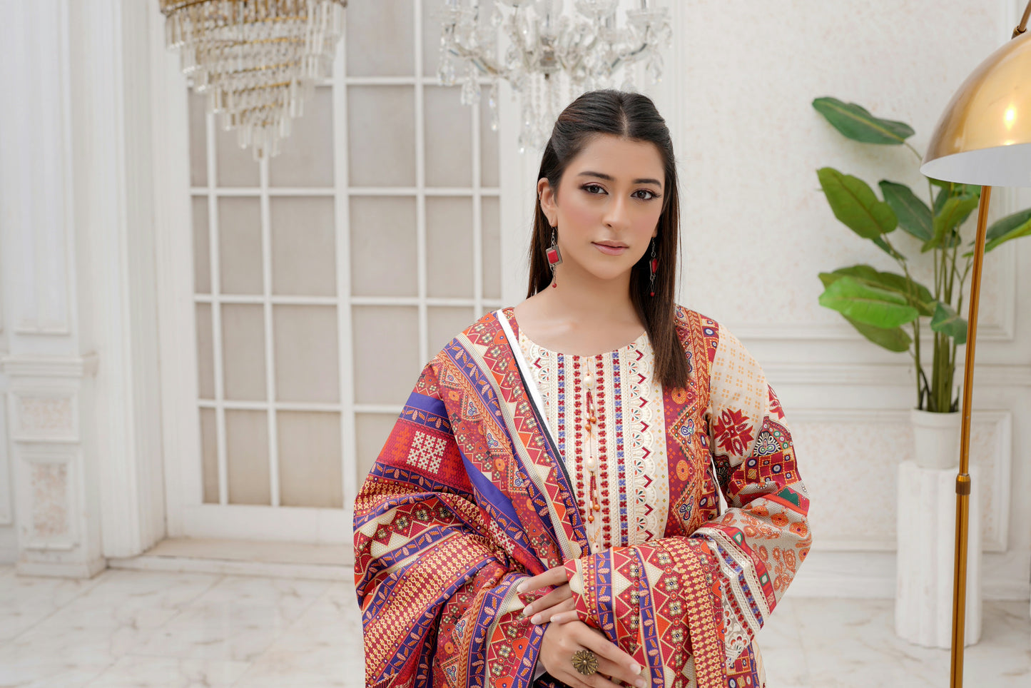 3 Piece Winter Cotton Suit-Embroidered