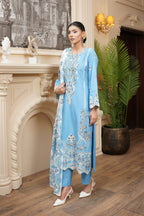 3 Piece Embroidered Suite-Plain Soft Cotton