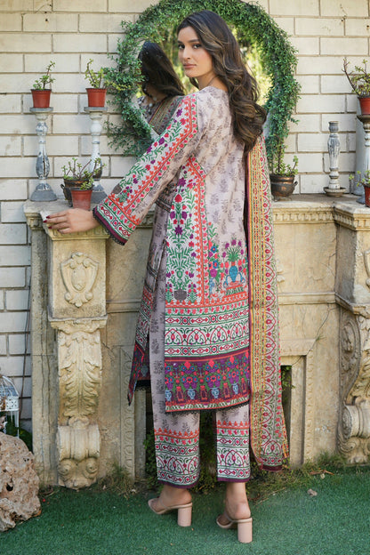 3 Piece Stitched Suit-Embroidered with Print