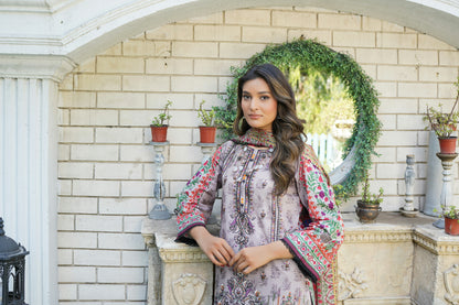 3 Piece Stitched Suit-Embroidered with Print