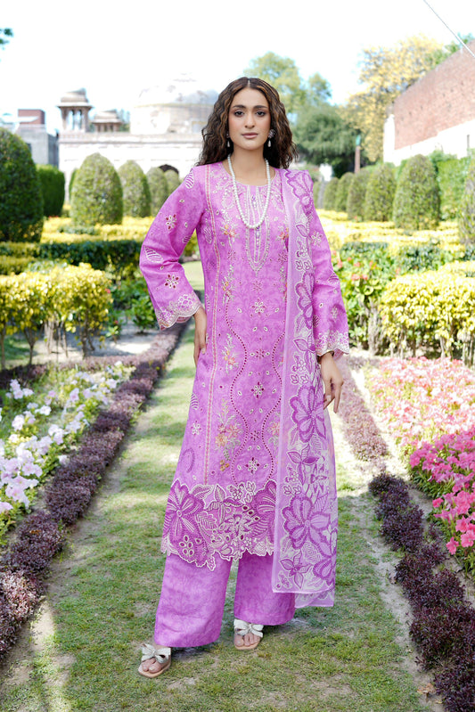 3 Piece Orchid Pink suite-Embroidered