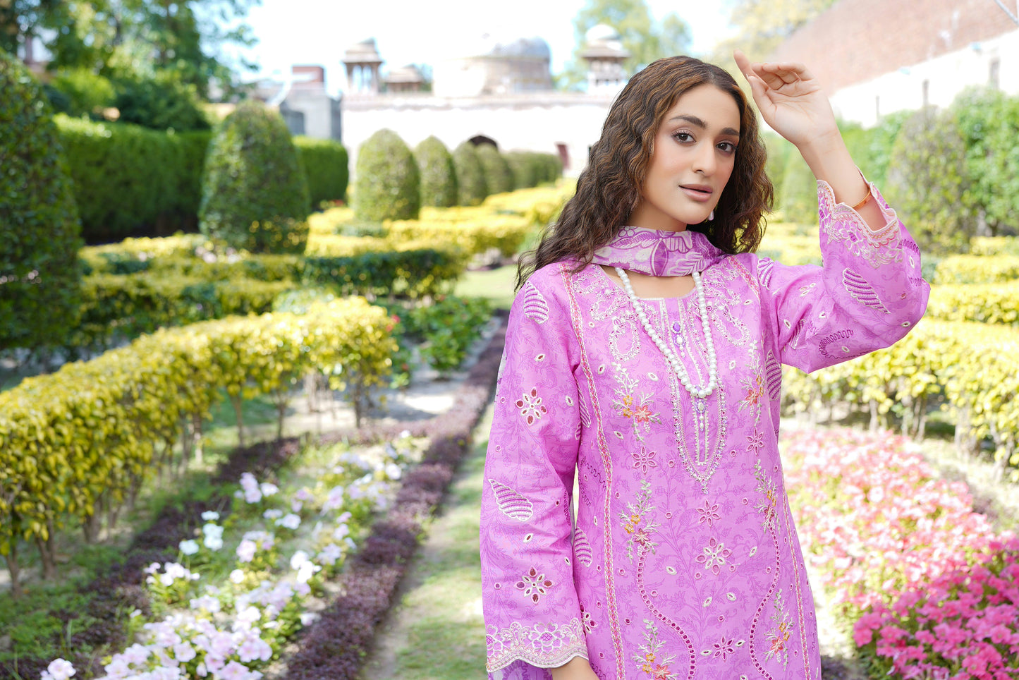 3 Piece Orchid Pink suite-Embroidered