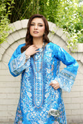 Stitched 3 Piece Cobalt Blue Suit-Embroidered