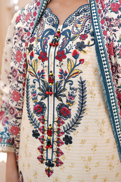 3 Piece Khaddar Suit-Embroidered