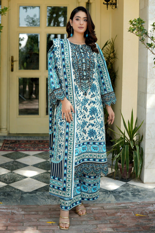 3 Piece Winter Cotton Suit Stitched-Embroidered