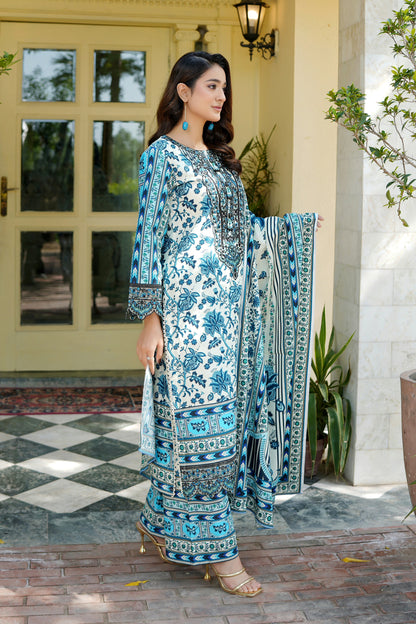 3 Piece Winter Cotton Suit Stitched-Embroidered
