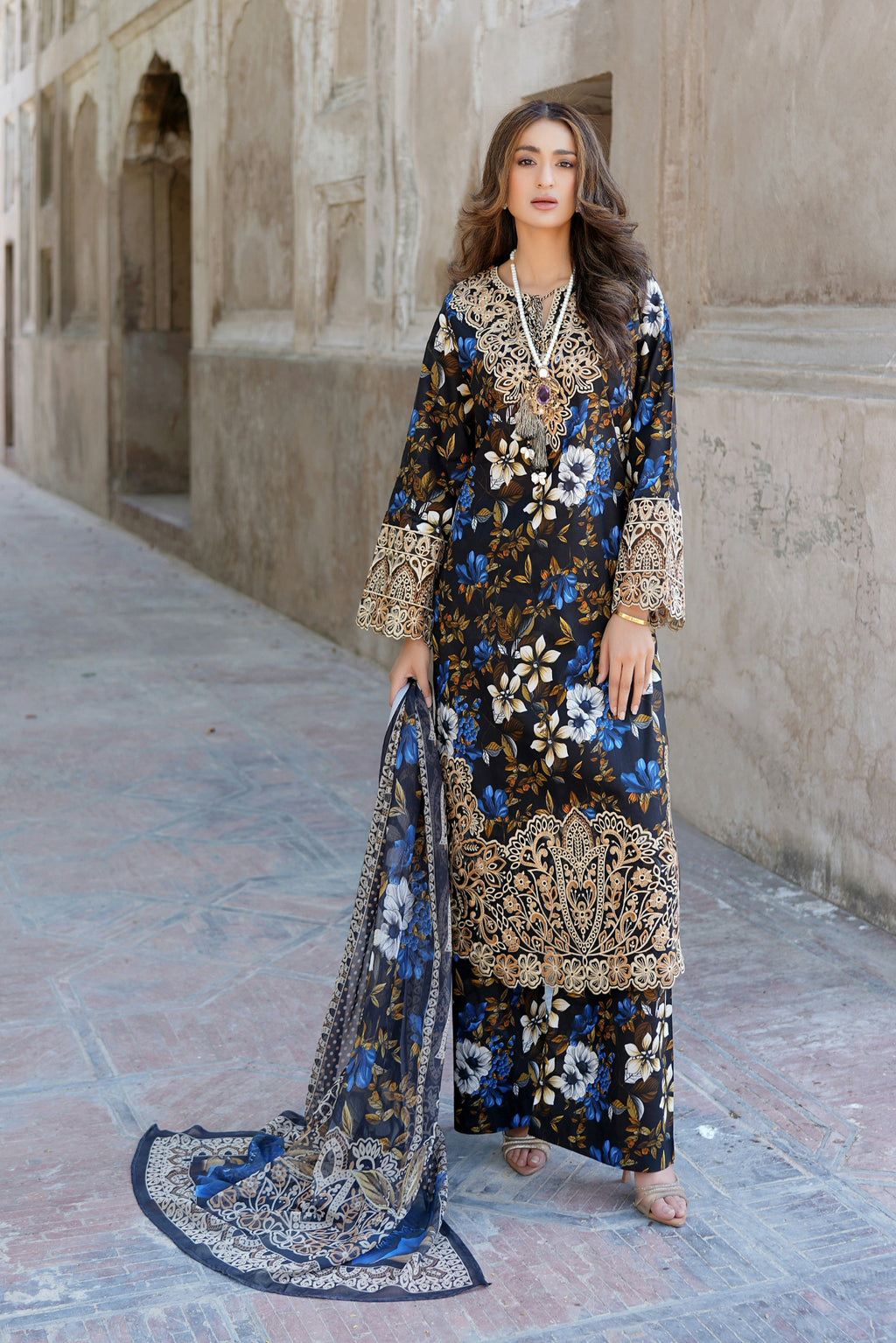 3 Piece Summer Cotton Suite-Embroidered