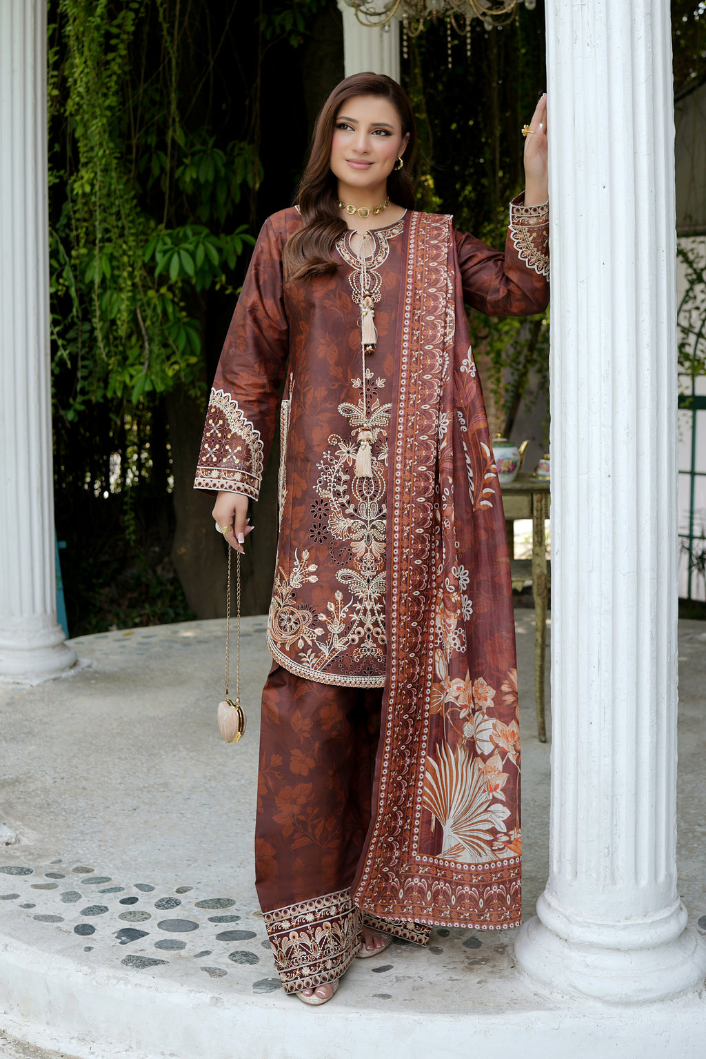 Embroidered 3-Piece Corduroy Suit
