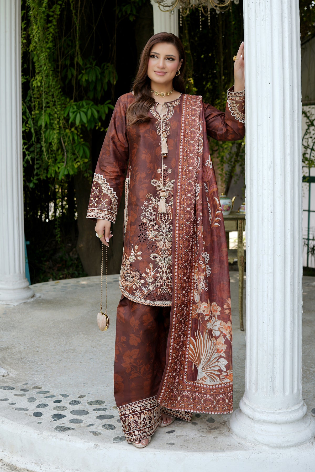 Embroidered 3-Piece Corduroy Suit