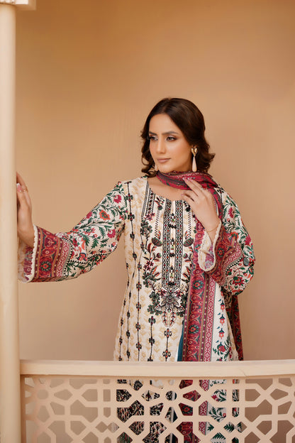 3 Piece Khaddar Suit-Embroidered