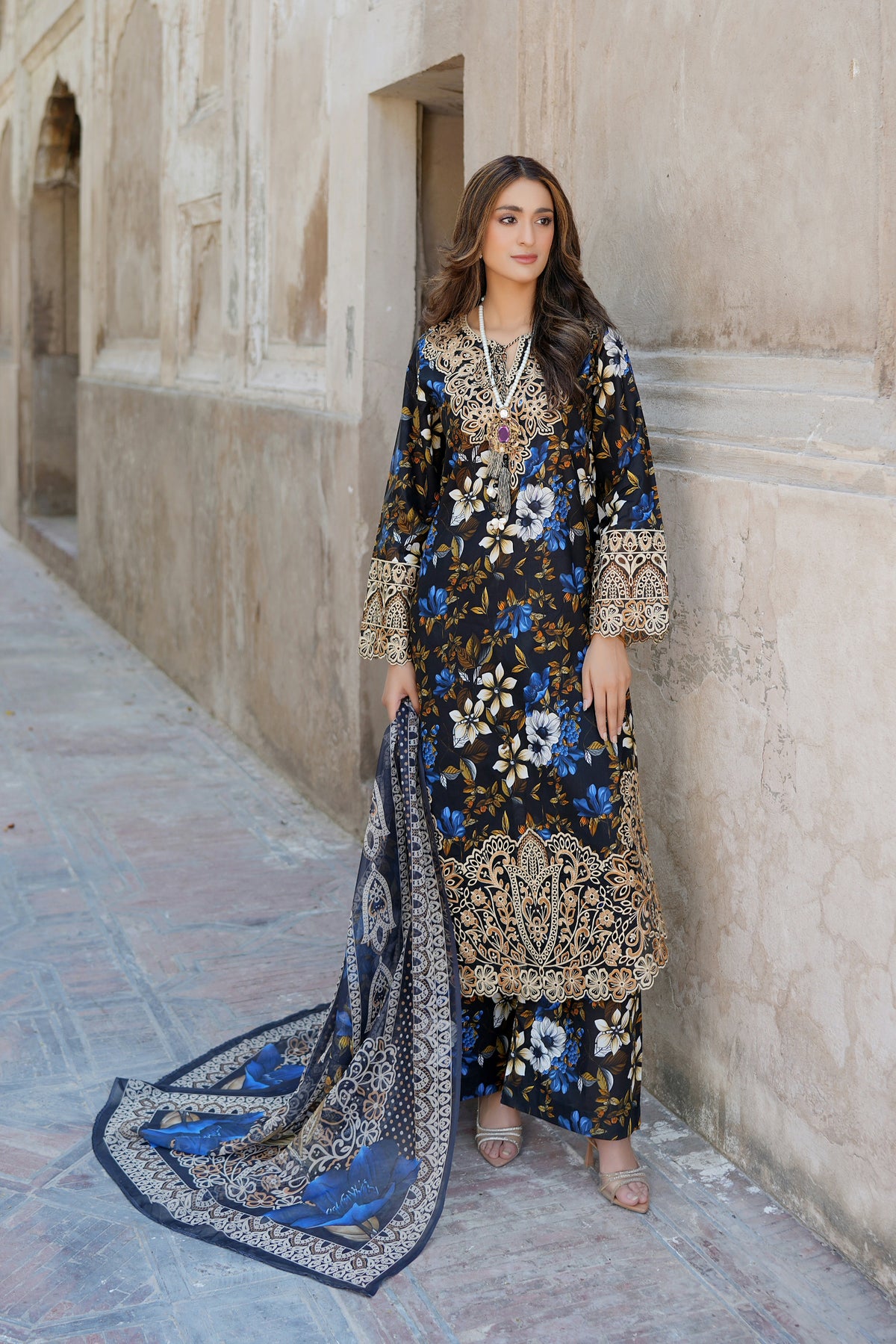 3 Piece Summer Cotton Suite-Embroidered
