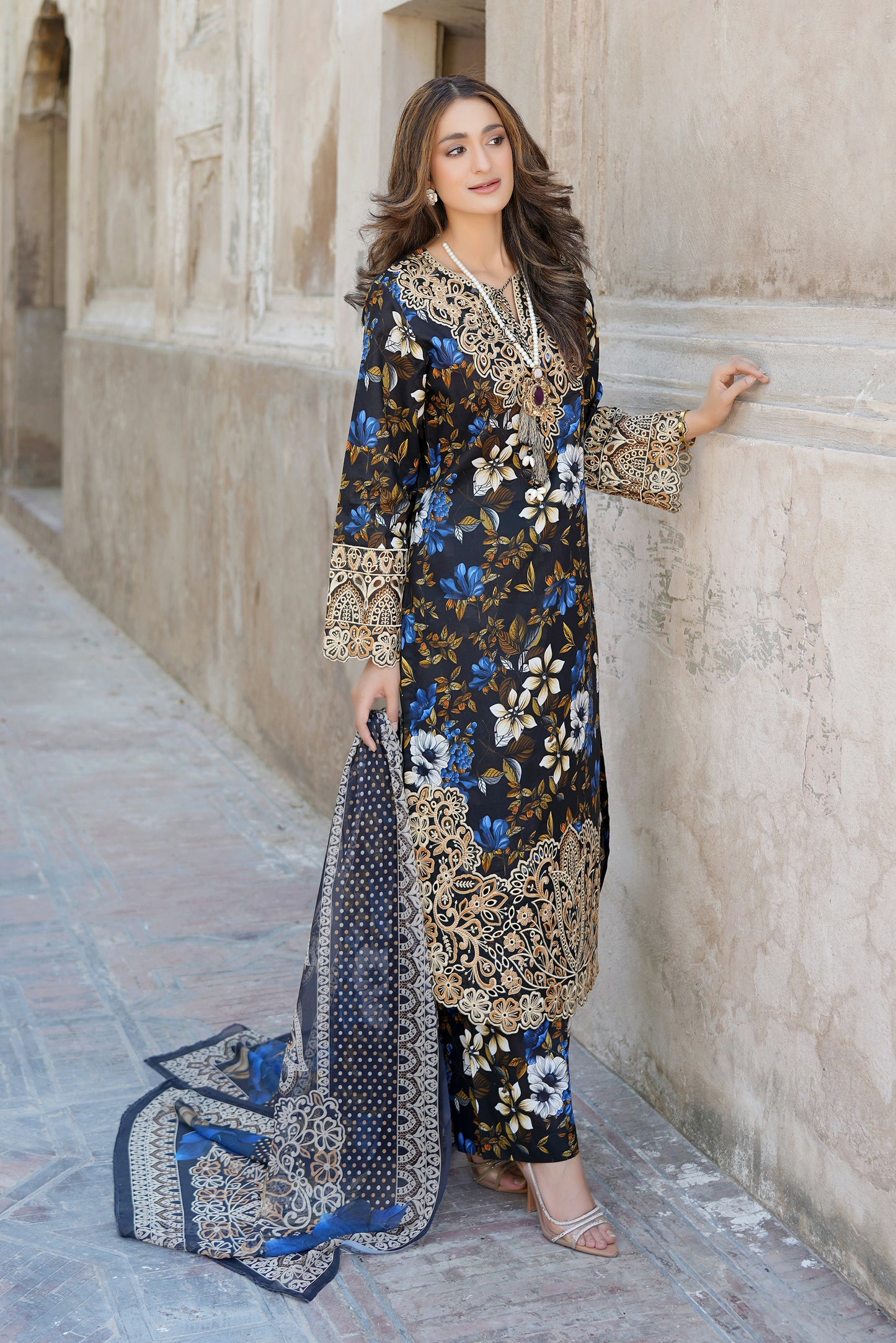 3 Piece Summer Cotton Suite-Embroidered