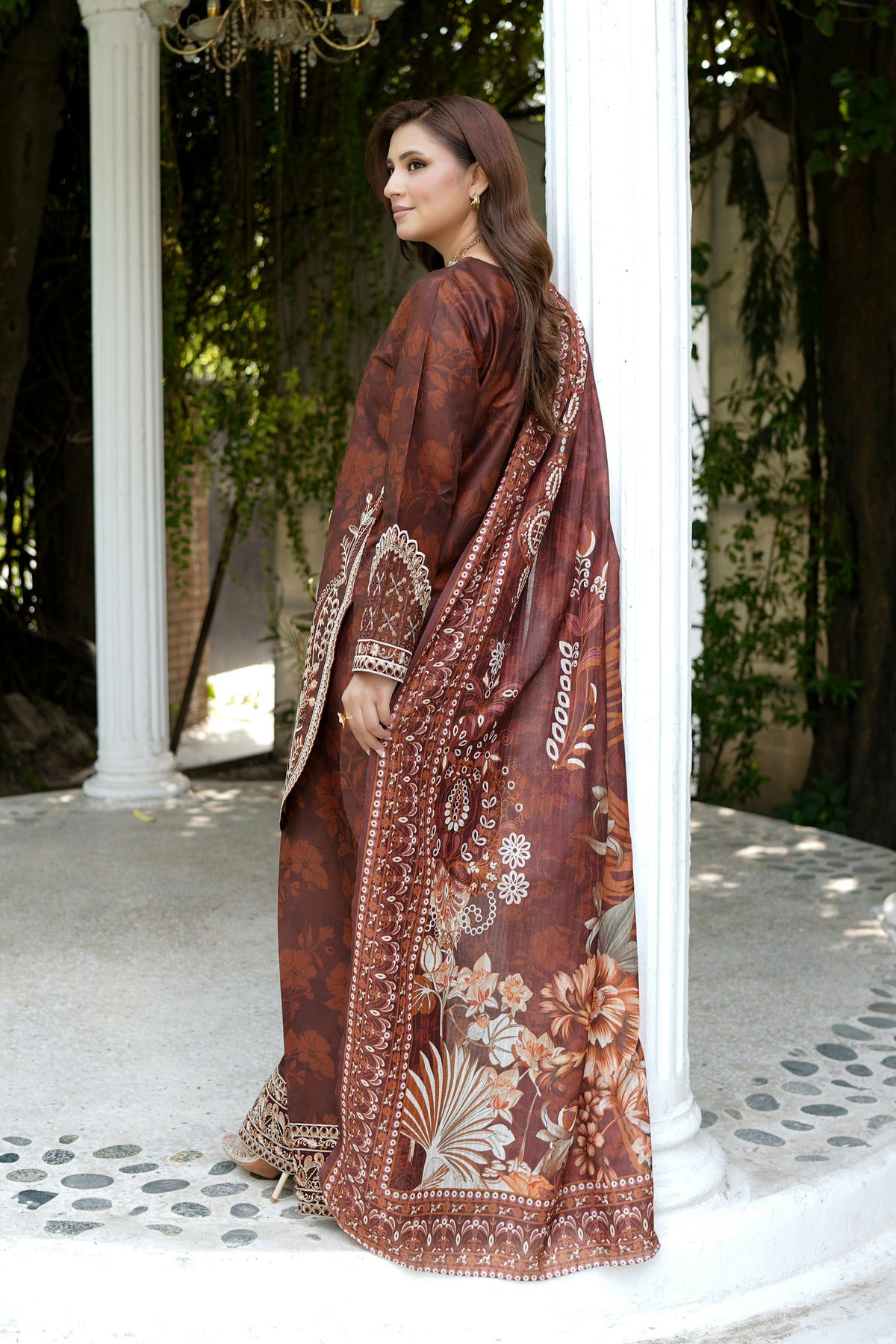 Embroidered 3-Piece Corduroy Suit
