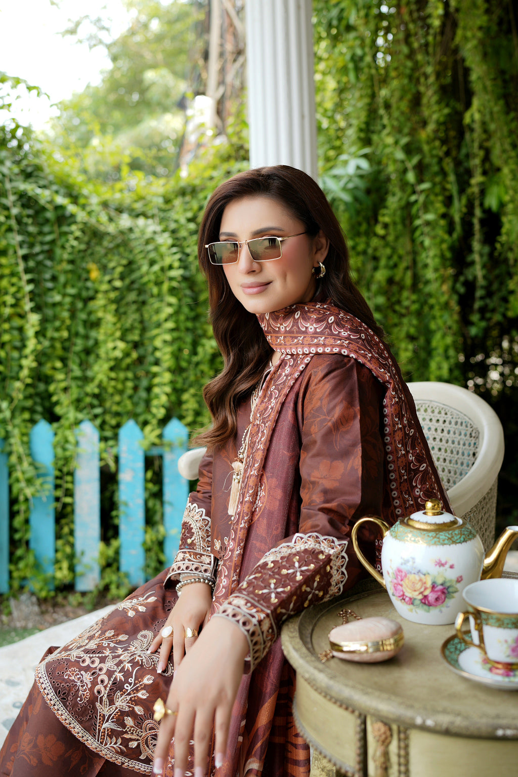 Embroidered 3-Piece Corduroy Suit