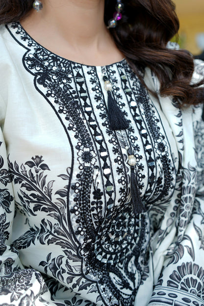 3 Piece Winter Cotton Suit Stitched-Embroidered